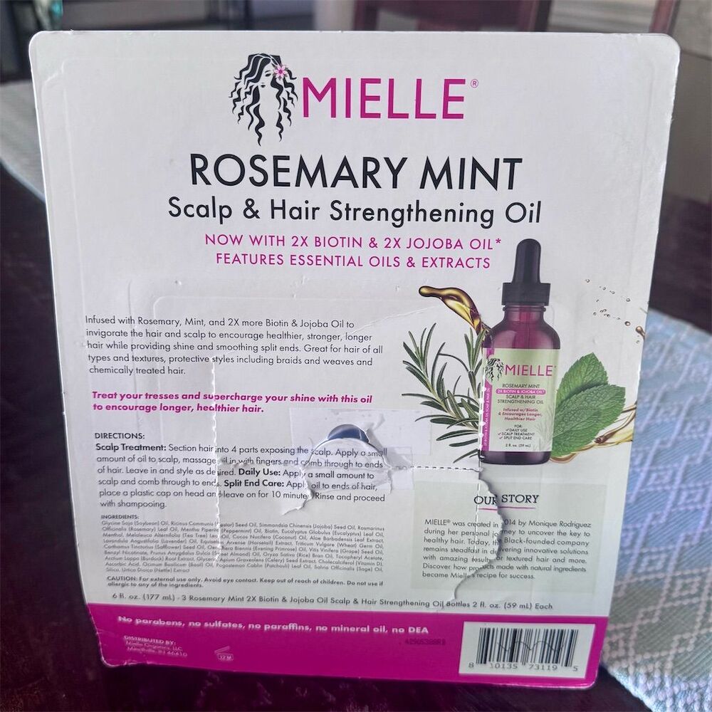 Mielle Rosemary Mint Scalp & Hair Strengthening Oil 3-Pack 2 fl oz Each - Picture 4 of 9